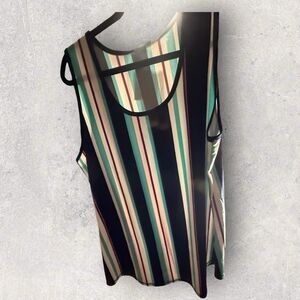 Lularoe Tank White With Blue/white/red Striped Print. NWT 3XL